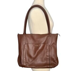 Lodis Sierra Brown Pebbled Leather Tote Travel Carryon Tote